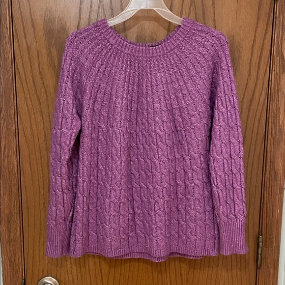 Lane Bryant Sweaters - Lane Bryant UGC Size 14/16 Purple Cable Knit Sweater long sleeve crew neck